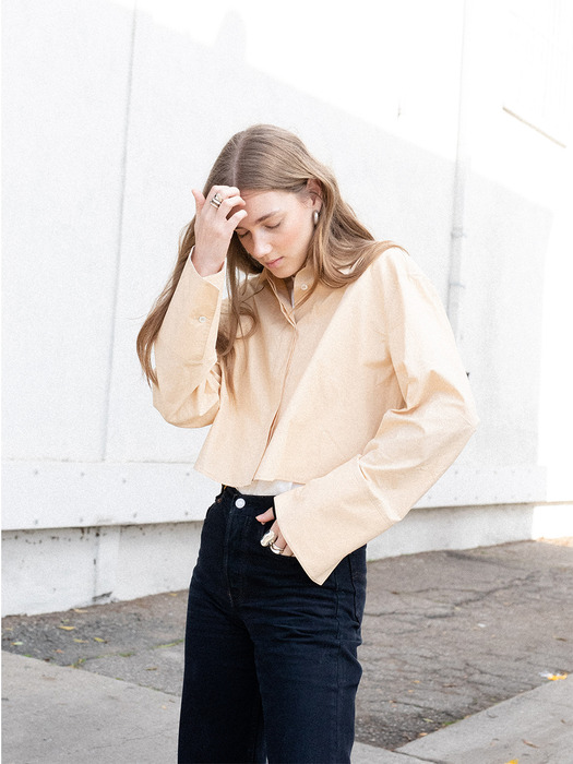 [20SS]PALM SPRINGS oversized long sleeve cropped shirt (Butter)