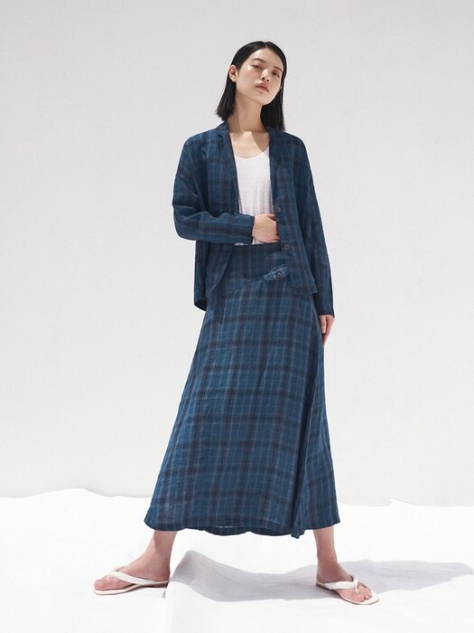 check linen skirt