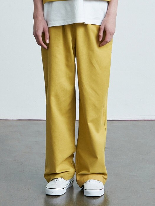 V011 wide fit cotton bandding pants (yellow)