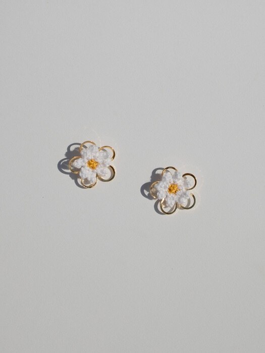 White layered flower earring
