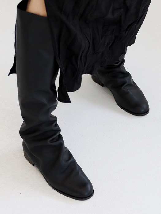 point_wrinkle long boots_black_20503