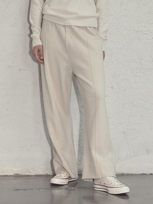 Pin Wide Knit Pants (Cream)