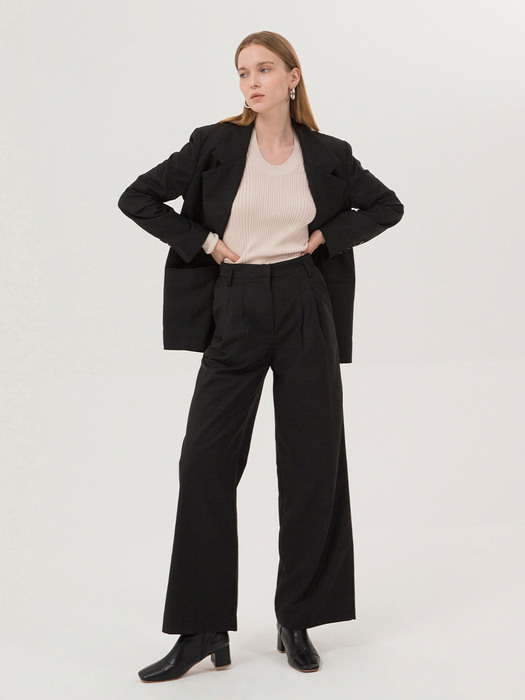 Straight Wide Pants - Black