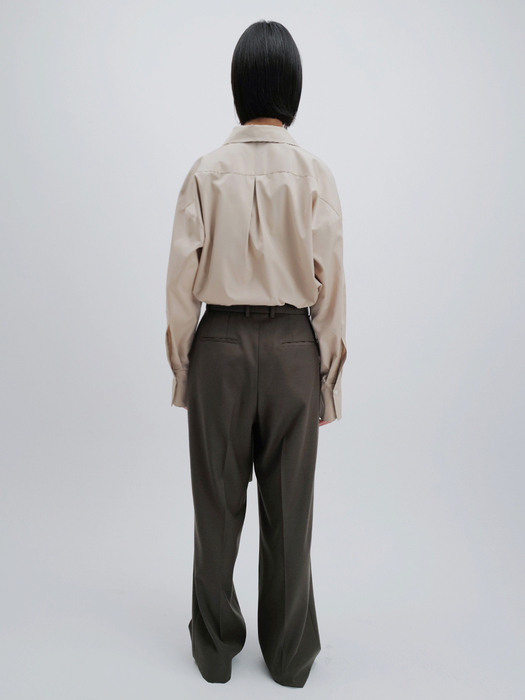 WOOL BELTED TROUSERS (KHAKI)