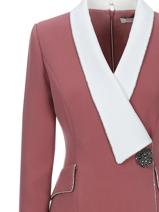 MAKAYLA / wide collar jacket style dress(dark pink)