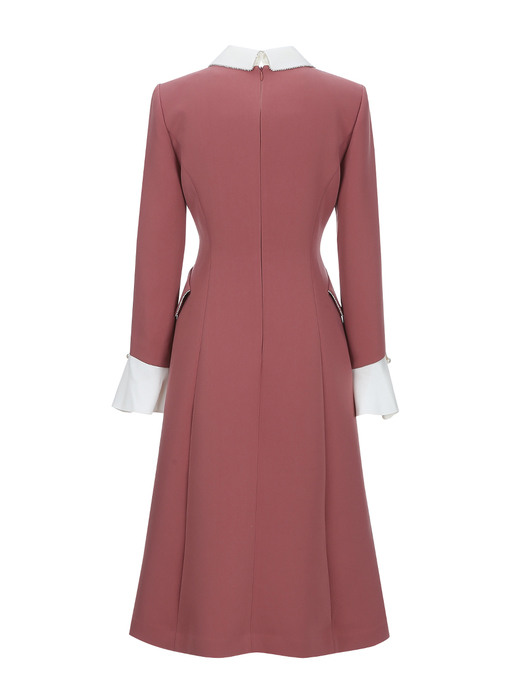 MAKAYLA / wide collar jacket style dress(dark pink)