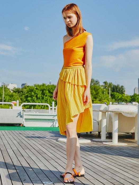[리퍼브]Multi Layer Pleats Skirts_Yellow