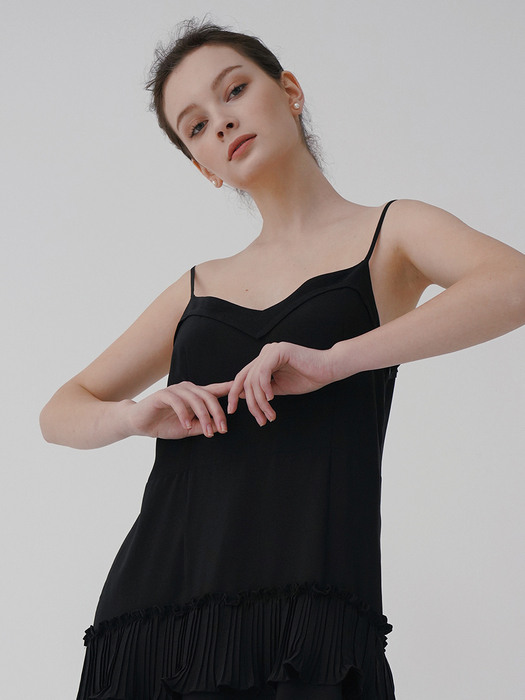 Unbalanced Pleats Dress_Black