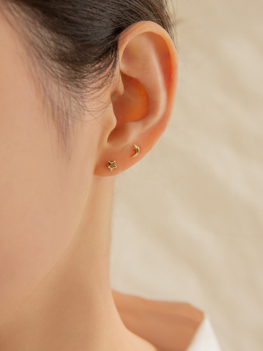 14k gold volume crescent earrings (14k 골드) a05