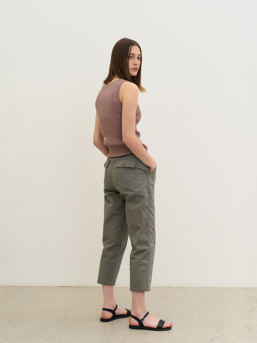 Cropped casual pants (Light Khaki)