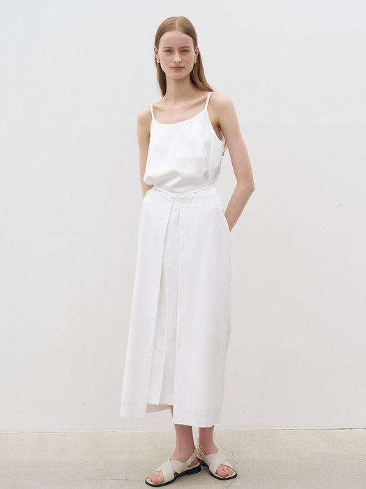 21 Summer_ White Cotton Midi Skirt 