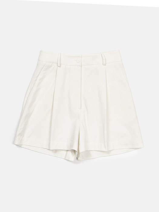 Pintuck shorts-ivory
