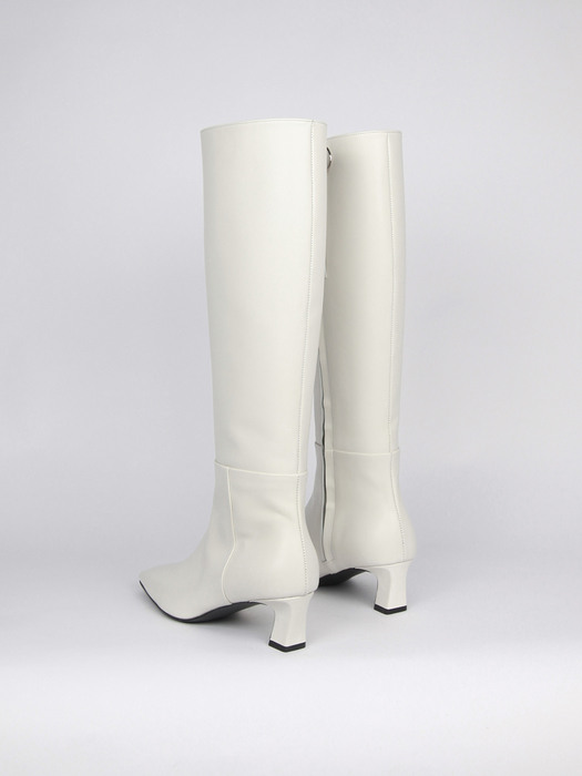 Ava Long Boots Leather Ivory