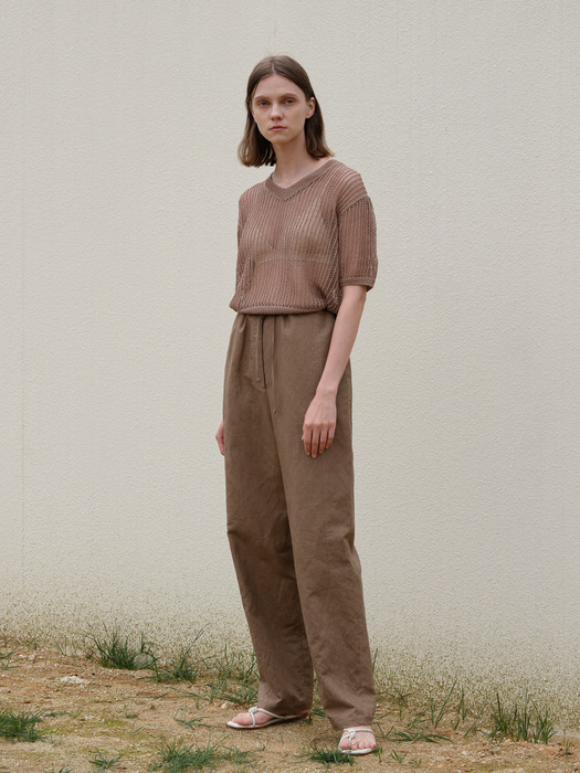 curved string pants (brown)