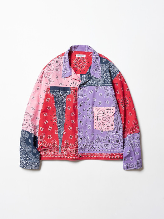 Mixed Trucker Jacket Navy Red Lavender Pink Mix