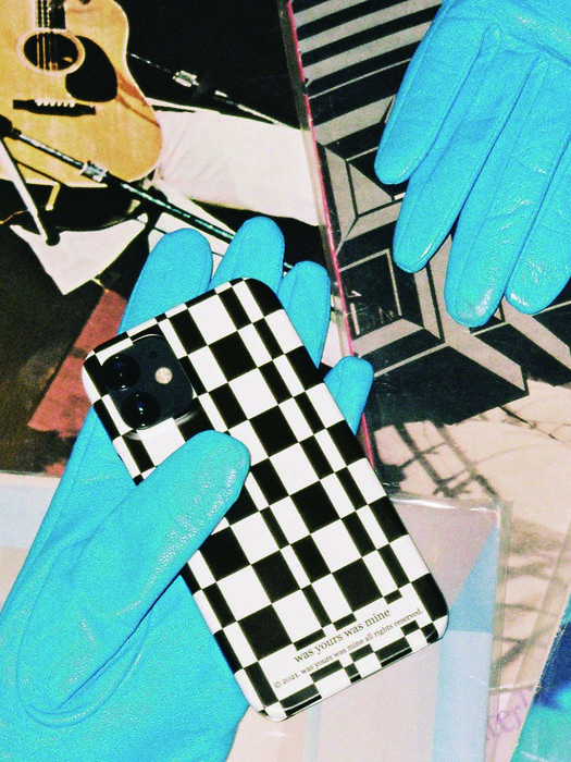 [was yours was mine] checker board iPhone case _ Black