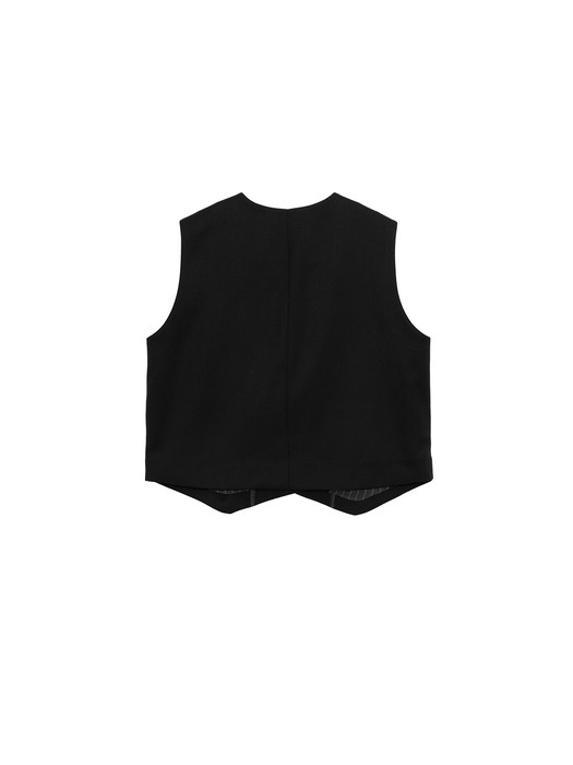 COLLARLESS LAYERING VEST BLACK