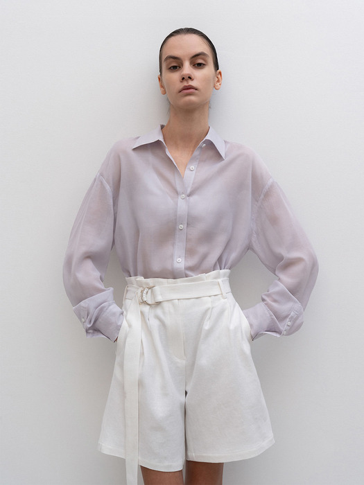 BELTED LINEN HALF TROUSER