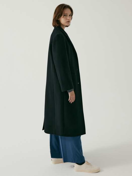 Cashmere Oversized-Shoulder Coat BLACK (JYCO1D904BK)