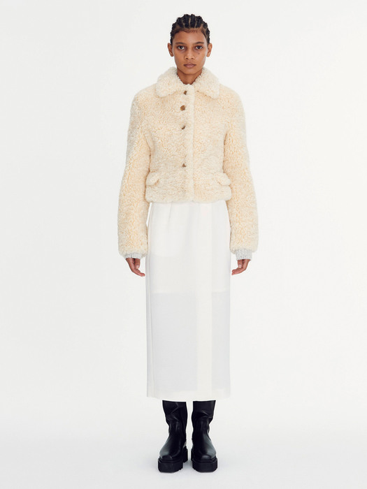 ECO-FUR SHORT-JACKET (EGG BEIGE)