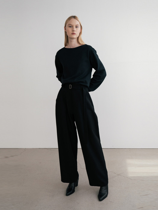 Wide-Leg Belted Trousers (JUJS104-15)