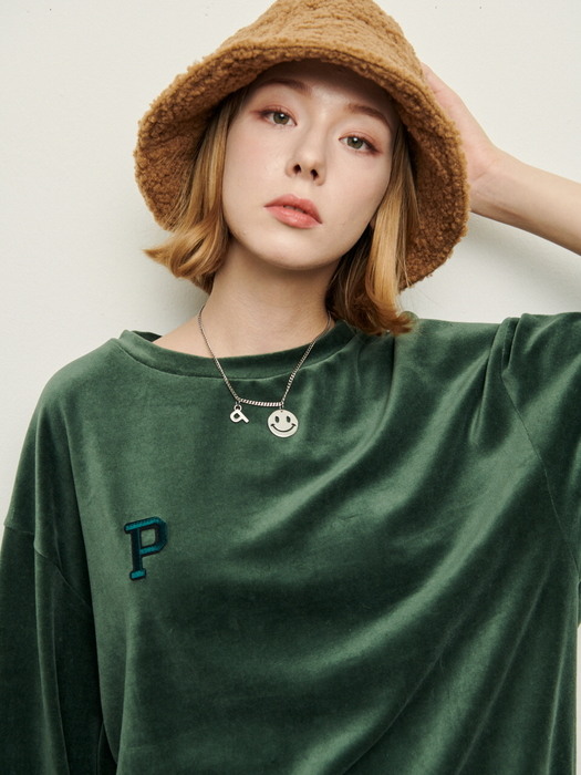 Royal green -Velvet P logo sweat shirt