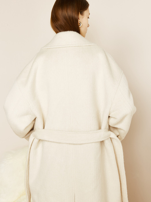 Alpaca Belted Coat Ivory