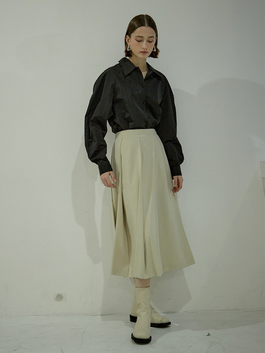 와이드 플리츠 스커트 크림 / WIDE PLEATS SKIRT CREAM