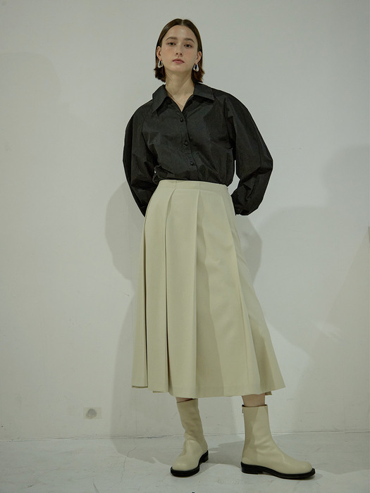 와이드 플리츠 스커트 크림 / WIDE PLEATS SKIRT CREAM