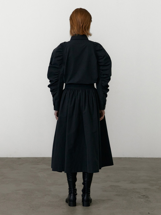 Volumed Shirring Skirt / Dark Navy