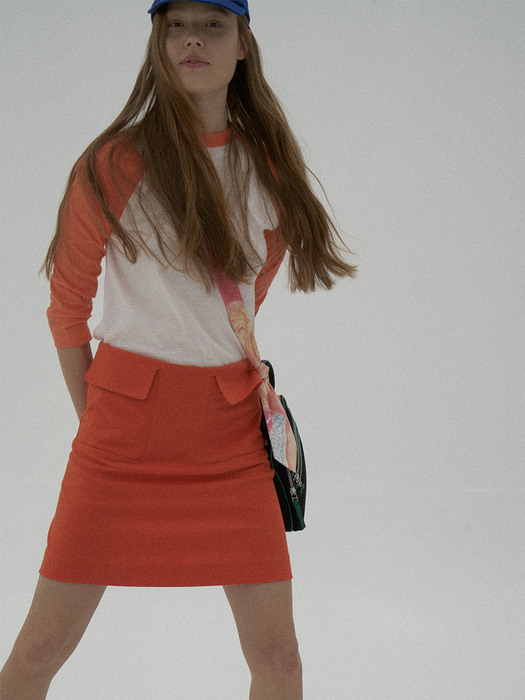 핸즈아이즈하트 Pocket skirt in orange punto