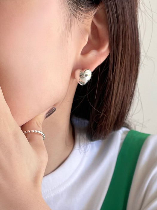 [silver925] heart one touch earring _2color
