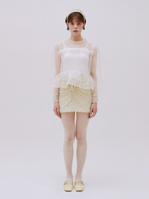 wrinkle mini skirt (flower) 