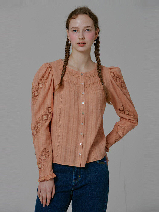 Camille Lace Blouse_Peach