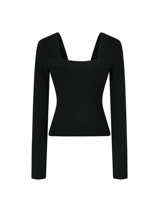 DEBBYS TWO WAY NECK POINT KNIT TOP_BLACK