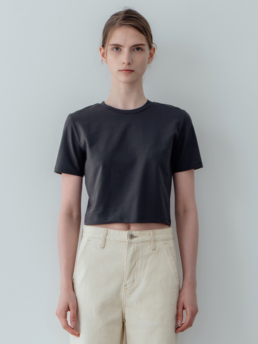 Cropped Cotton Basic T-Shirts_5color