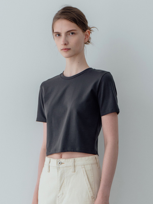 Cropped Cotton Basic T-Shirts_5color