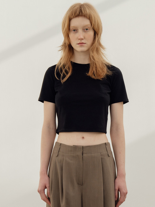 Cropped Cotton Basic T-Shirts_5color