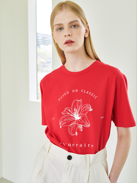 Drawing Flower T-Shirt - Red