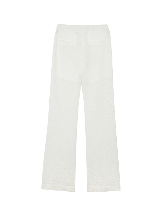 Lace waist banding Pants in White VW2ML162-01