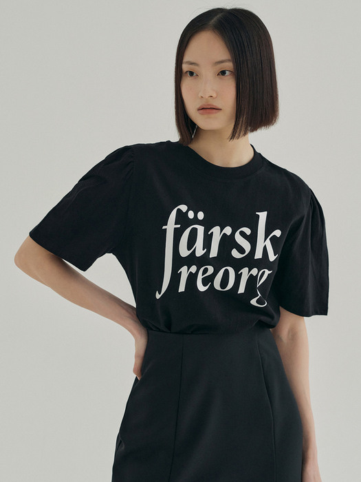 FJD PRINTING PUFF-SLEEVE T-SHIRTS BLACK