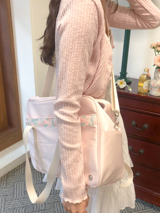 Satin School Bag - pale pink