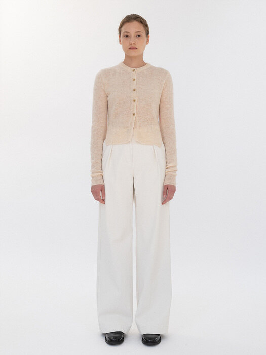 cotton wide tucked pants (ivory)