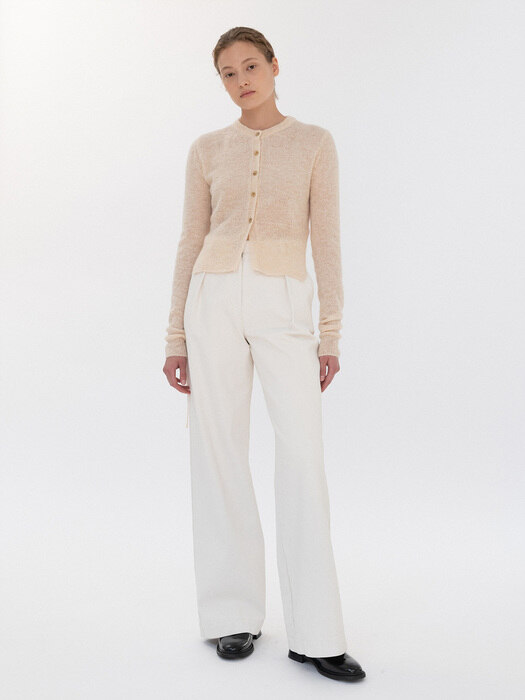 cotton wide tucked pants (ivory)