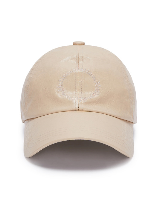 GLOSSY LEATHER BALL CAP IN IVORY