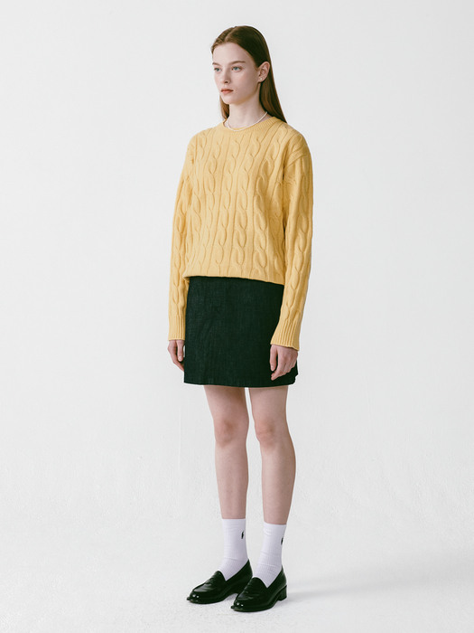 Round Cable Knit Yellow