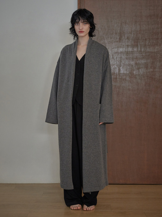 CASHMERE KNIT ROBE COAT_smoke charcoal (women)