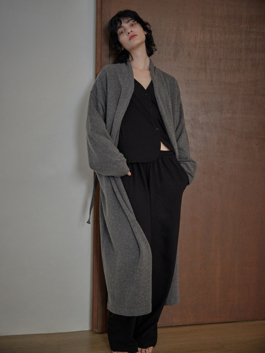 CASHMERE KNIT ROBE COAT_smoke charcoal (women)