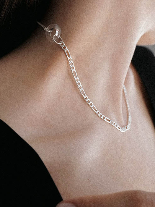 [925silver,Glass]Mixchain necklace(2color)