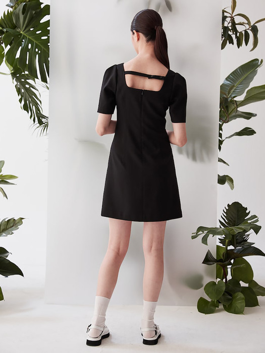 Square Neck Mini Dress  Black (KE3271M025)